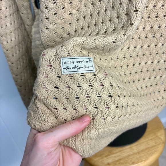 NWT Simply Southern Snap Sweater Beige Fall Spring Knit Women’s Size Large - Picture 5 of 9